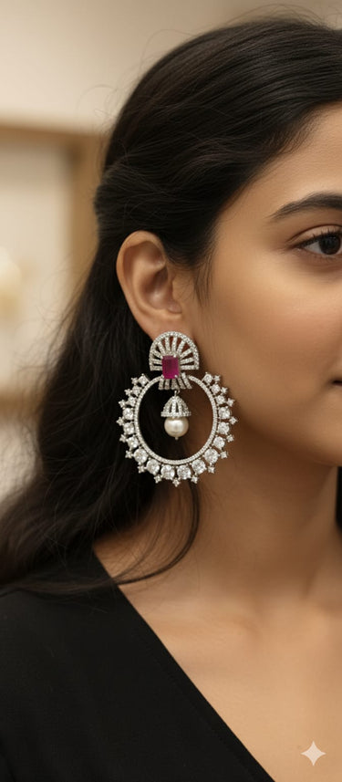Diamond Ruby Dangler Earrings